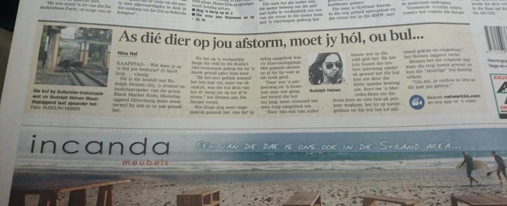 bmrband's tweet photo. Haha. Front page on @Die_Burger today! http://t.co/zm5CRxpB6h