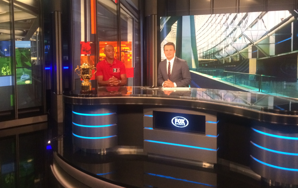 FOXSportsNews's tweet photo. ICYMI: @GeorgeGregan and his old friend 'Bill' dropped by to chat - tune in to #CH500 NOW #HelloRWC2015 @emirates http://t.co/Z5cLy09tqw