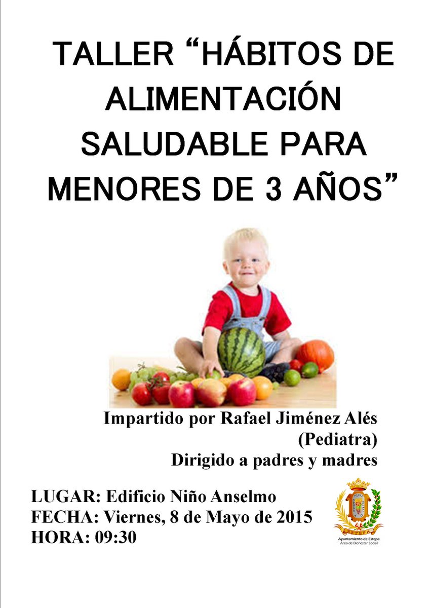 CAD_Estepa's tweet photo. Taller:Hábitos Alimentarios para Menores de 3 años.Impartido por Rafael Jiménez.08/05.Hora:9:30. Edif.Niño Anselmo. http://t.co/IYTwPG2Z7E