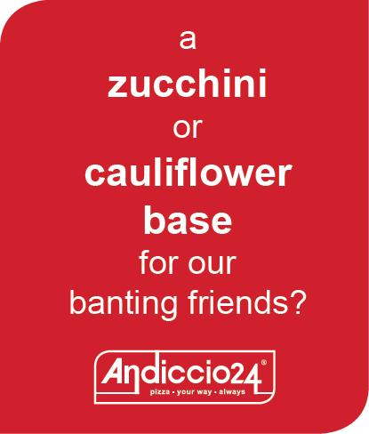 Andiccio24's tweet photo. Now you can cut the carbs and still enjoy the magic! Try our zucchini or cauliflower bases. #Bantingpizza http://t.co/9jZ07UJRKX