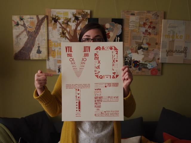 SquareEyePrint's tweet image. GO VOTE! The letterpress poster by Kate Koeppel and friends tells you to. #GE2015 blog.katekoeppel.com/tag/vote/