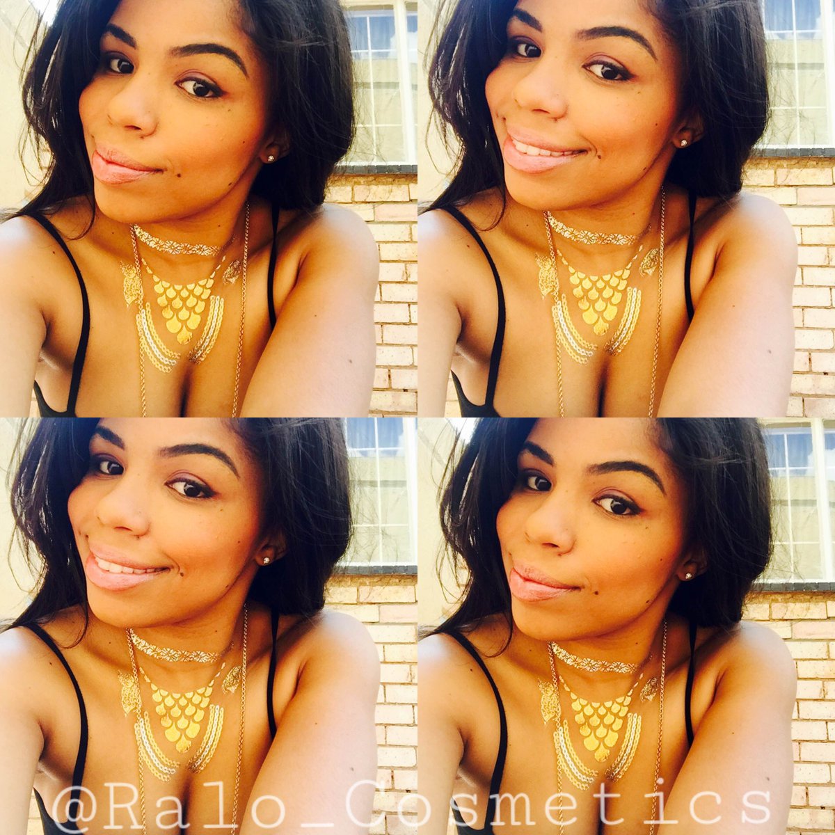 Gezae looks stunning wearing our temp metallic tattoos! 1 sheet for R49.50 / 3 for R99.50! #tattoos #ralocosmetics