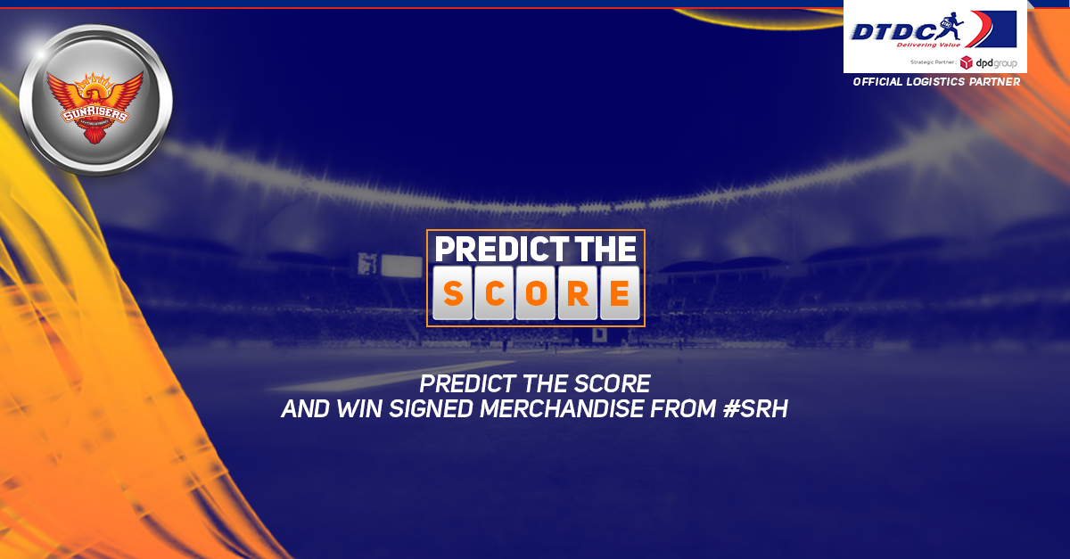 DTDCIndia's tweet photo. Guess the score of the first innings in today’s #SRHvsRR match and win signed merchandise from #SRH ! #Contest http://t.co/lkXxV1FLgZ