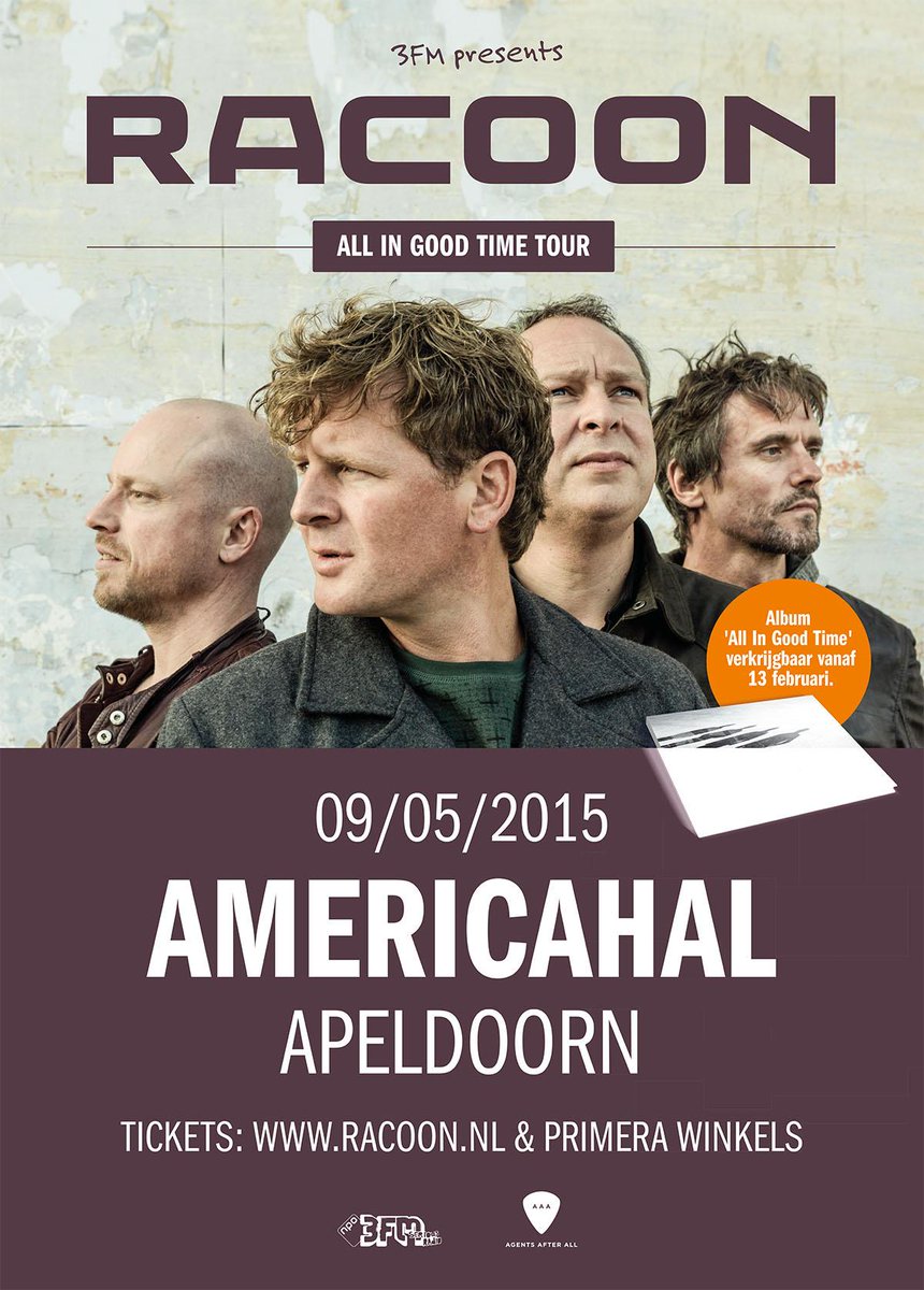 racoonband's tweet photo. Zaterdag spelen we in de @Americahal in Apeldoorn. Bijna uitverkocht! Laatste 100 tickets: http://t.co/OJ6UUHUx0a http://t.co/UYWzOB5gF8