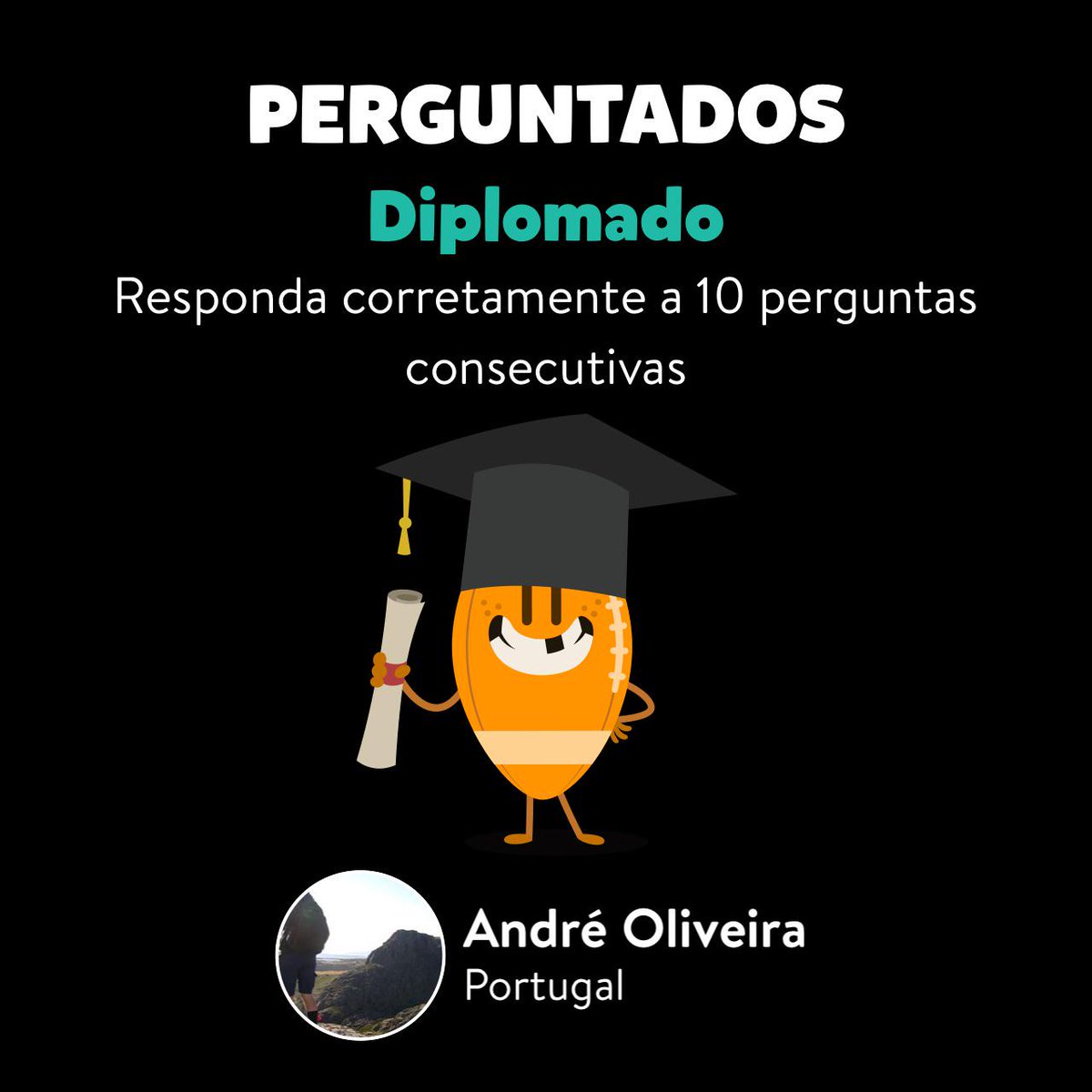 André Oliveira conquistou Diplomado no Perguntados perguntados.com/pt/landing