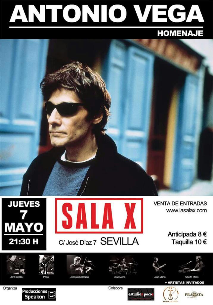 Sevilla esta noche homenaje al gran Antonio Vega!!! @Anfibiotico <a href="/albertomiras2/">albertomiras</a> y otros más os cantarán y contarán