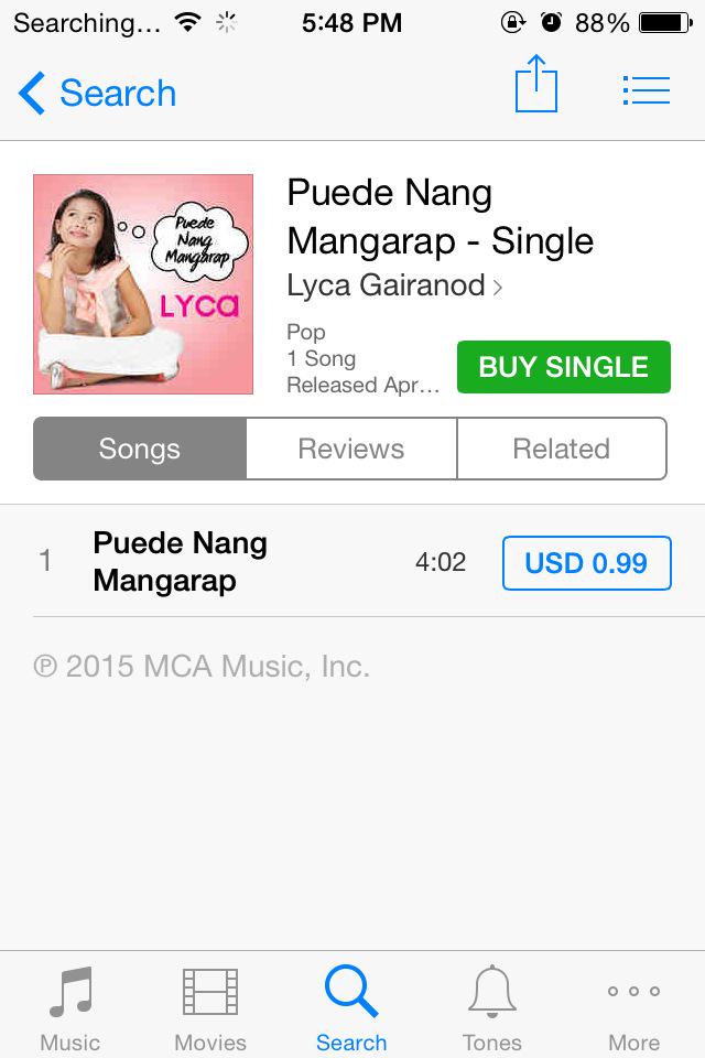SolidLycaGFan's tweet photo. Sa may credit card po jan. Purchase naman po kau ng single ni @LycaJGairanod TY. Ang ganda po ng song ni Lyca. http://t.co/TvhULNponS