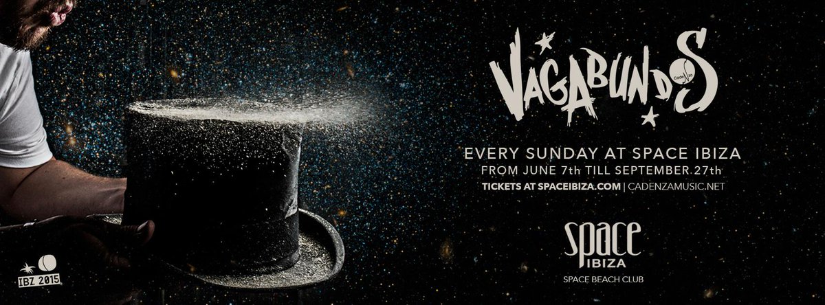 SpaceIbiza's tweet photo. Welcome to the new SUNDAYS at @SpaceIbiza @CadenzaNews Vagabundos by @lucianocadenza Tickets:http://t.co/lPNEDB1wQk http://t.co/t79WyZRM46