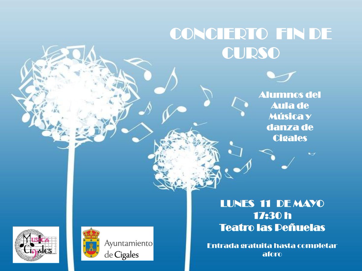 TurismoCigales's tweet photo. Lunes 11 de mayo 17:30 h. Teatro Peñuelas de Cigales Concierto Fin de Curso alumnos aula de música y danza #Cigales http://t.co/ltljph5le5