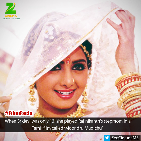 sumitdaga14's tweet photo. #FilmiFact - @SrideviBKapoor played @superstarrajini’s stepmom in a Tamil film when she was 13.
#ZeeCinemaME http://t.co/Xp9M6nvK7R"