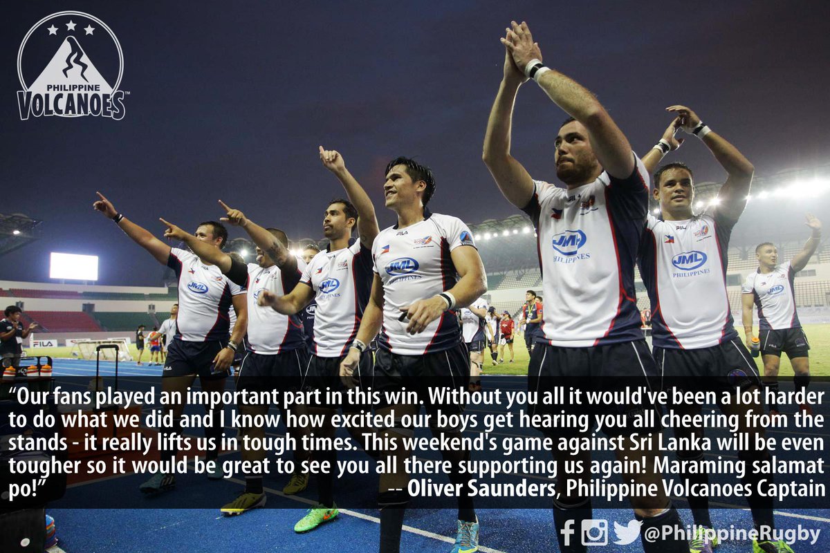 PhilippineRugby's tweet photo. #PHVolcanoes Captain, @oliverjsaunders: "Our fans played an important part in this win."
#LabanPilipinas #GoVolcanoes http://t.co/VZrvSYTC8p
