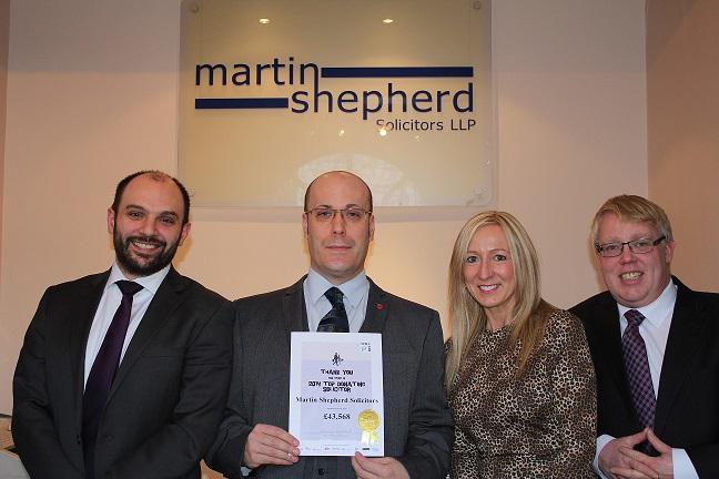 MartinShepLaw's tweet photo. Delighted that @MartinShepLaw were one of top ten donating firms for @Will_Aid in London region Over £7,200 raised. http://t.co/czgJkllBvL
