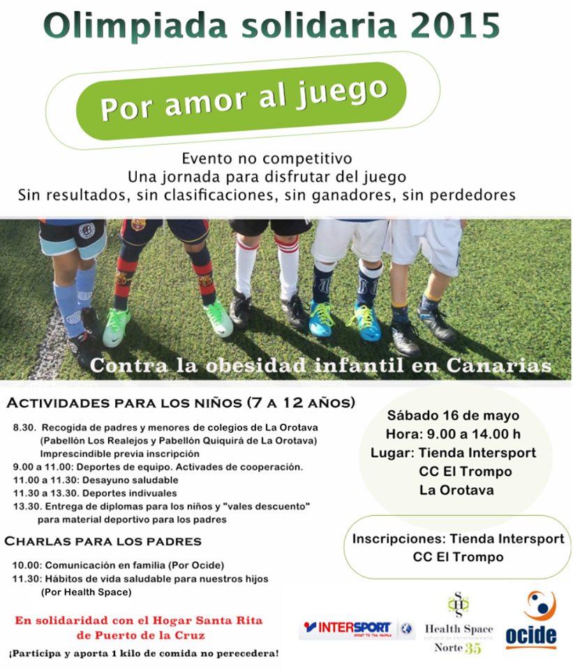 Norte35Estudio's tweet photo. Evento no competitivo en el norte de Tenerife, contra la obesidad infantil ¿Vienes?
#OlimpiadaSolidaria http://t.co/AkrQpJdelS