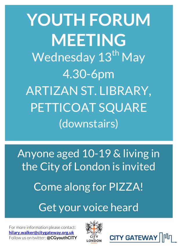 CGyouthCITY's tweet photo. @Barbican_Assoc Please RT: Aged 10-19 &amp; live in City of London? Come to our next Youth Forum on Wednesday! Details > http://t.co/RNv8l1OeKy