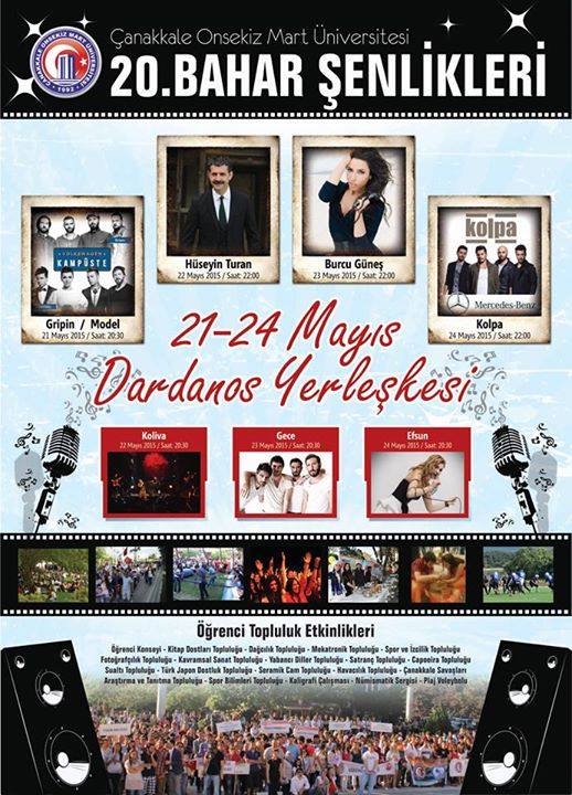 21 Mayıs► MODEL&amp;GRİPİN
22 Mayıs► Koliva ● ► Hüseyin Turan
23 Mayıs► Gece ●  ► Burcu Güneş
24 Mayıs► Efsun ●  ► Kolpa