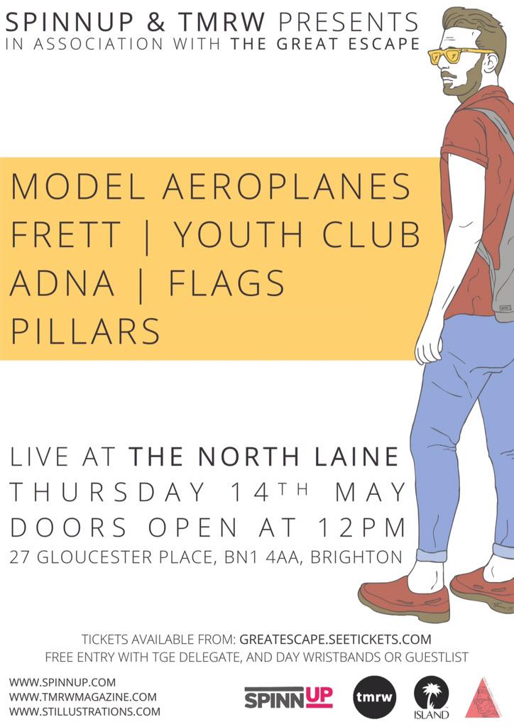 Our friends <a href="/SpinnupCom/">Spinnup</a> &amp; <a href="/tmrwmag/">tmrw</a> are hosting a FREE SHOW <a href="/thegreatescape/">The Great Escape</a> 14/5 - it will be 🔥 po.st/TGEshowcase