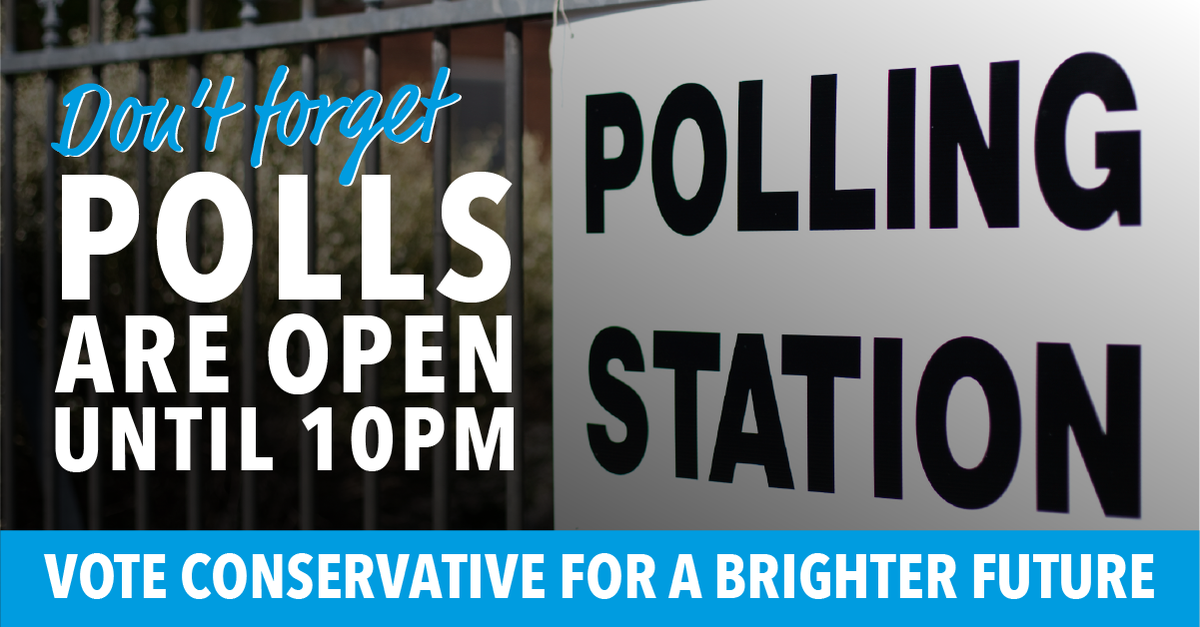 Today, you can vote for a stable Government and a strong economy. Don't miss your chance - #VoteConservative by 10pm.