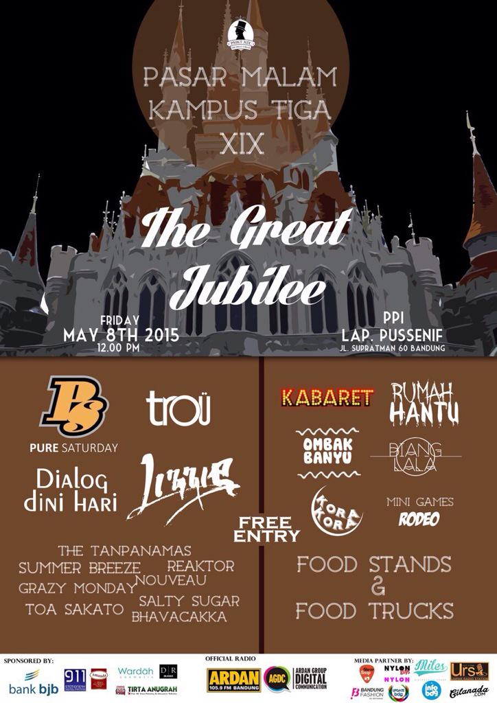 infoupdates_'s tweet photo. Yg mau nnton @PureSaturdayBdg merapat di THE GREAT JUBILEE at LAP. PUSENIF (Jl. Supratman No. 60) Gratis! @PMKTXIX http://t.co/JxIllwN7nB
