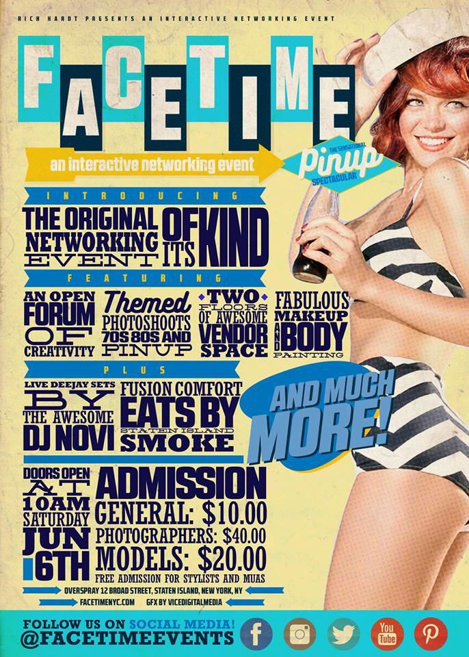 FacetimeEvents's tweet photo. Calling all #Photographer #Model #MakeUpArtist #HairStylist #Bodypainter for @FacetimeEvents on June 6th #PinUp #NYC http://t.co/7am58AfT8Z