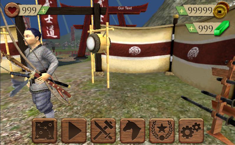 PocketFame's tweet image. Progress #screenshot of the new UI buttons on @SamuraiDeath #gamedev #unity3d