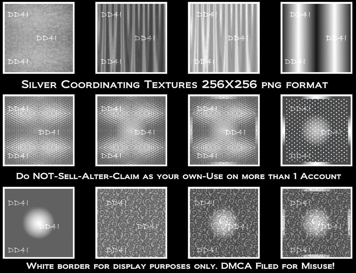 Designs4Imvu's tweet photo. Silver Coordinating Textures (18) for Imvu Creators PNG Format https://t.co/yECsGnnsft #IMVU #Digital http://t.co/RMQHcOIUU9