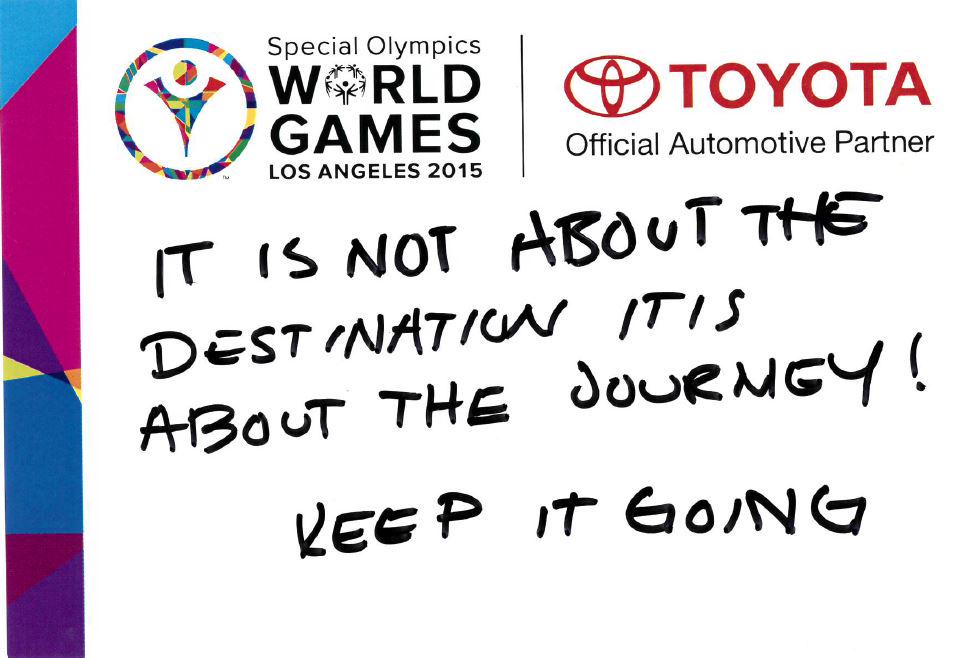 Toyota's tweet photo. .@Stagecoach fans offer inspiring words to @LA2015 athletes. What are yours? #ShareTheJourney http://t.co/siSsoc9h0j http://t.co/IFRWkAiEJX
