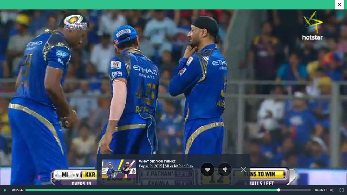 someshlovesher's tweet photo. That Moment!!!! #MI #MIvsKKR #ApunKaSuperstar #KieronPollard55 http://t.co/YzuN8pb5Um