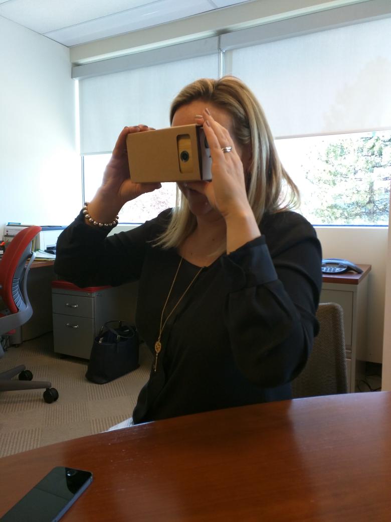 HeyTylerAustin's tweet photo. When you bring your @googlecardboard to work and everyone thinks you're bird watching. #JNJCA #DigiAcademy15 #VR http://t.co/FOwPwCp1LT