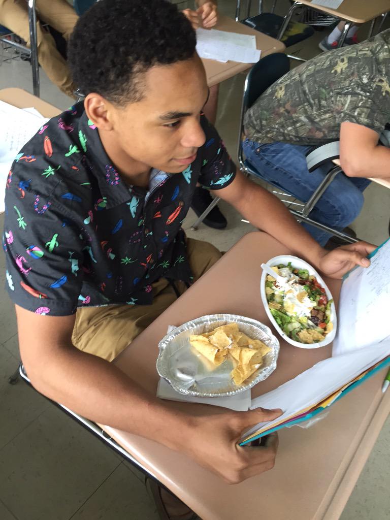 When the teacher think you're studying but your really eating chipotle...