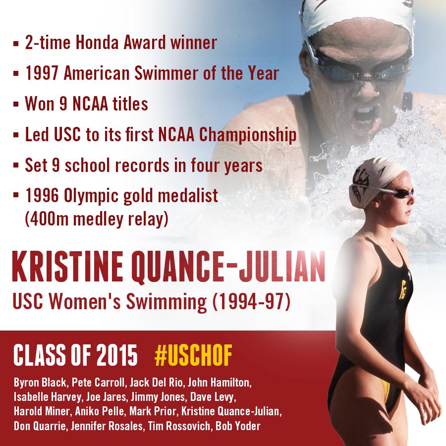 USC_Athletics's tweet photo. The most decorated collegiate woman in @USCswim history highlights the #USCHOF 2015 class. #FightOn http://t.co/ZJfKmKvHc4