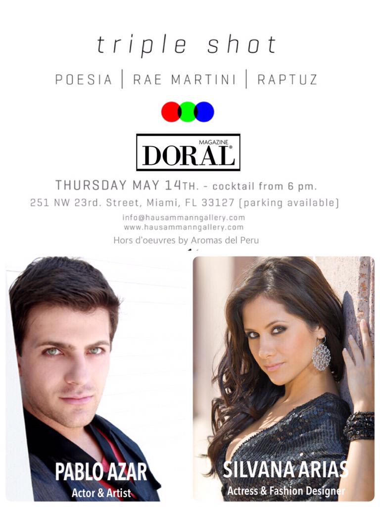 fabiolamalka's tweet photo. We have a date at @HAUSAMMANN_GALL 6pm . Thank you @DoralMag for supporting The Unseen Colors and Triple Shot" http://t.co/LCcCOT54Bq