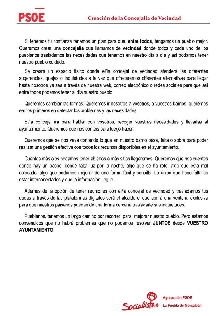 PSOE_PueblaM's tweet photo. Dos de nuestras principales propuestas! Si quieres conocer más, te esperamos el sábado #Vota @IsmaPinel @garciapage http://t.co/GjTLqgNi4y