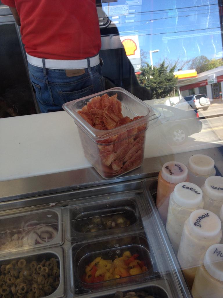 notnickaustin's tweet photo. I get my bacon straight from the source - this plastic bucket, which is suspiciously full this late in the day. http://t.co/FXx5mLtMVA
