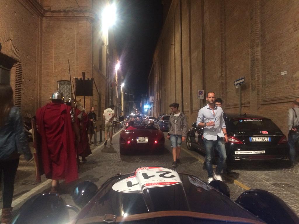 eelstwit's tweet photo. #MilleMigliaLive #online Arrival earlier Rimini for Healey Silverstone 211, good first leg! Love the crowds outfits! http://t.co/Lhh411VRyg