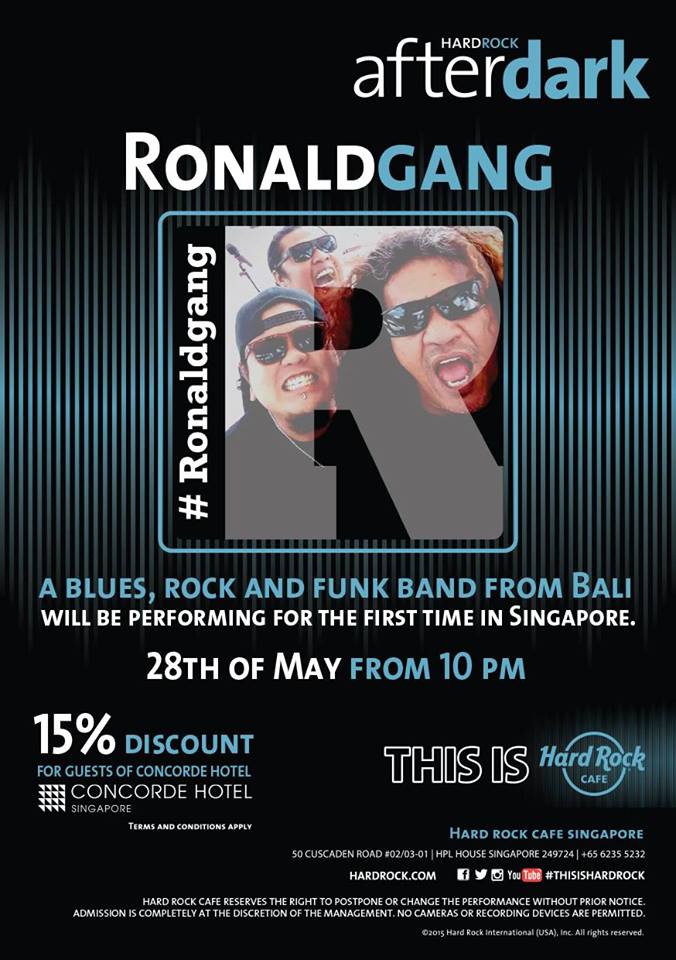 Selamat pada Ronald Gang Bali ...atas  rencana penampilan perdana di Singapore...