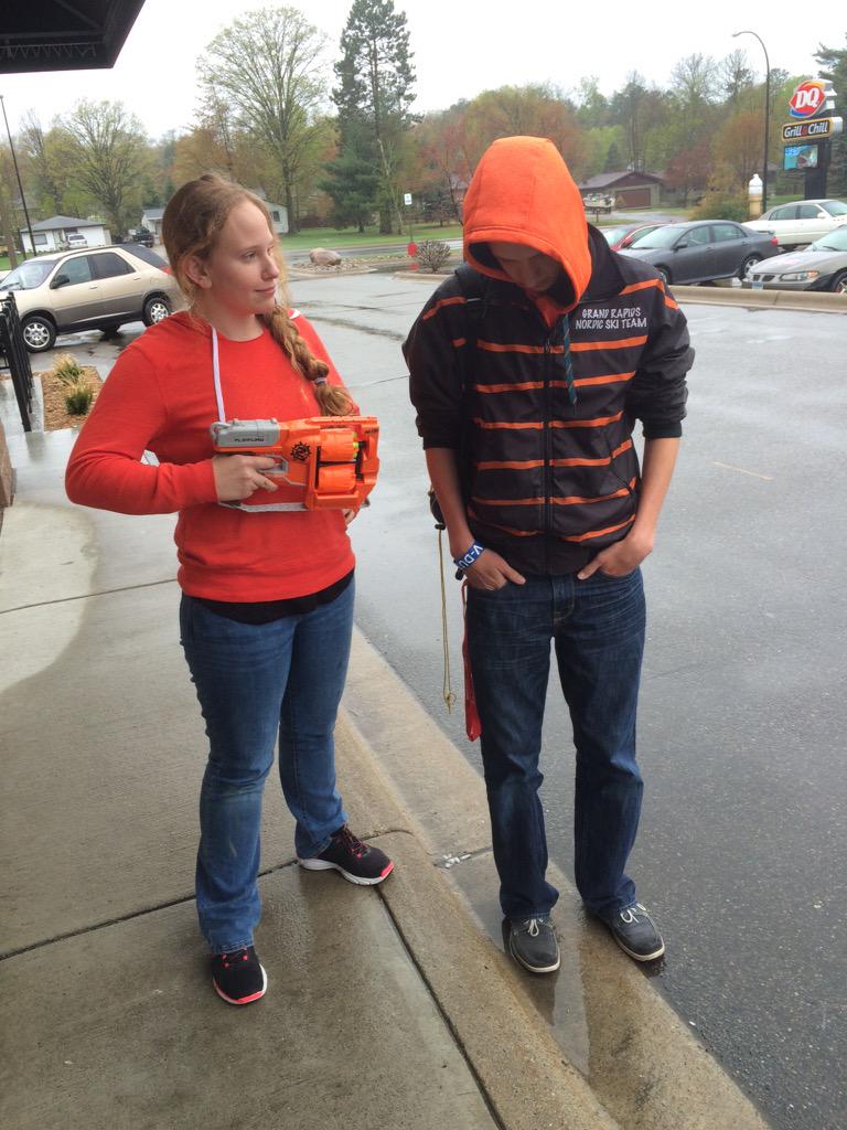 PohlBraden's tweet photo. @grhsnerf another kill for team rocket, Mckinley Johnson of men with big darts http://t.co/DJOkZVn9AV