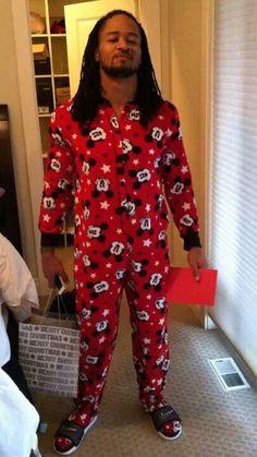 One of my fav pictures of Because who doesn\t love Mickey, footie pajamas or the Hawks? Happy birthday! 