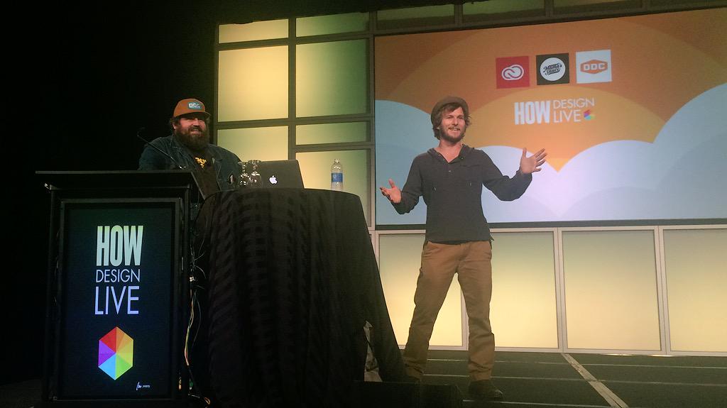 MOO's tweet photo. Nick from @mamassauce and Aaron @Draplin speaking at #HOWLive #MOOatHOW http://t.co/Jk5q2LOsdG