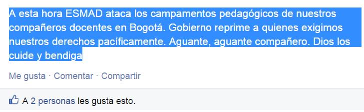 luchojimenez's tweet photo. a esta hora  el esmad  ataca  a los maestros #Resistemiprofe #yoapoyoamiprofe #YoApoyoaGina #fecodenosjode http://t.co/BJjgNLW7d2