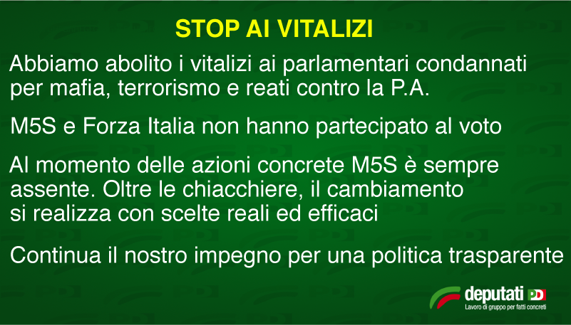 Deputatipd's tweet photo. Con il nostro voto favorevole, Ufficio di Presidenza della Camera abolisce vitalizi per i condannati. #stopvitalizio http://t.co/Myhl1gDsI3
