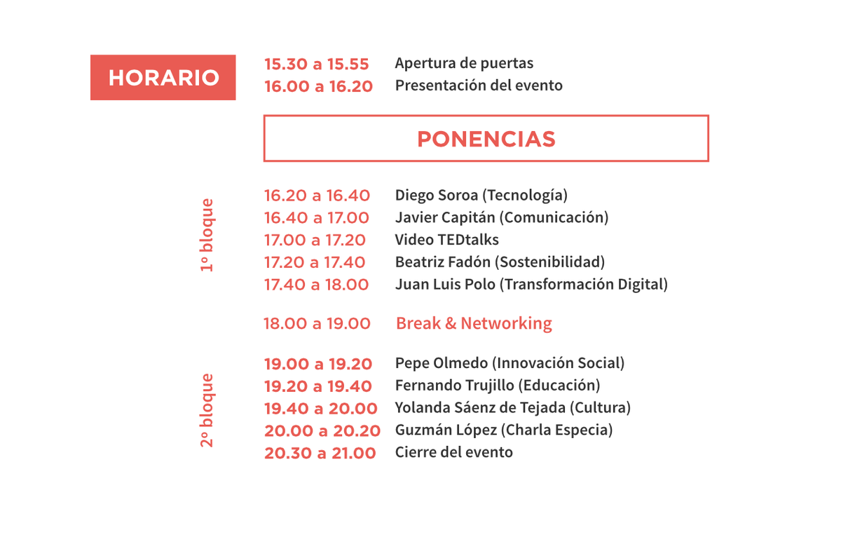 TEDxNervionR's tweet photo. PROGRAMA #TEDxNR: @soroa @JavierCapitan @BeaFadon @juanluispolo @pepe_olmedo @ftsaez @yolandasaenzdet @guzolopez http://t.co/3fpyHUi4iF