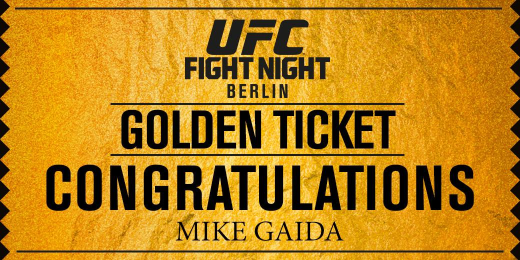 UFCEurope's tweet photo. Mike Gaida over on Instagram just won a #UFCGoldenTicket. Buy your #UFCBerlin ticket & enter! http://t.co/op6ZxXE1iD http://t.co/z4uPLlyGfS