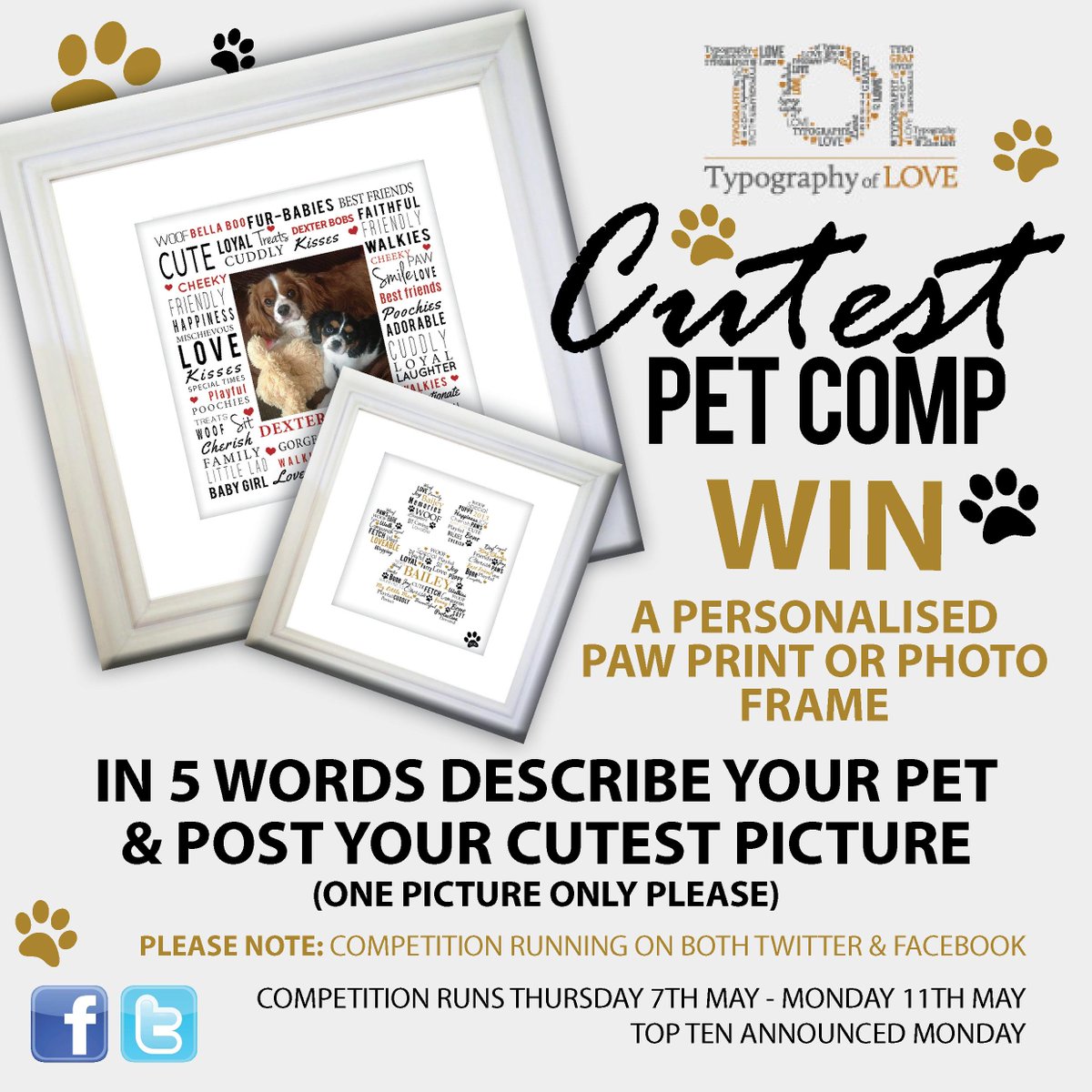 claireabellavip's tweet photo. @manchdogs WIN A TOL frame for your fury friend
Use #TOLPETS to enter
Post your cutest photo & describe in 5 words http://t.co/DjniikBBYZ