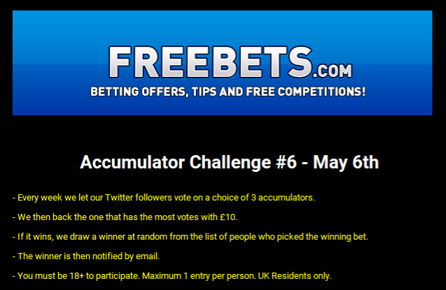 ComFreebets's tweet photo. #AccaChallenge

Which one do you fancy? Vote &amp; you could win £120, £270 or £530!

> > https://t.co/nMqnyvbyK4 < < http://t.co/muBdndgGBL