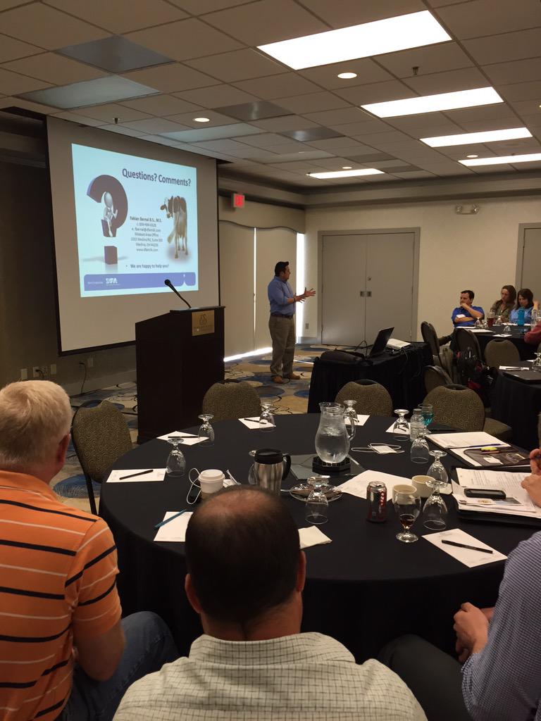 Day 2 just began here in Bloomington. Fabian Bernal on milk quality #AIMFESSpring #AIMFES