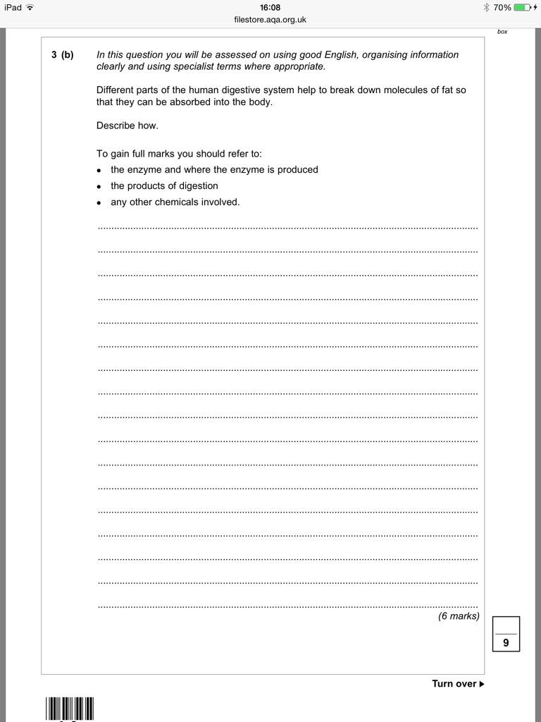 Judgemeadow Science B2 Exam Question Gcse Aqa Revision Mark Scheme To Follow At 7pm Http T Co Ku9rnn8wbj