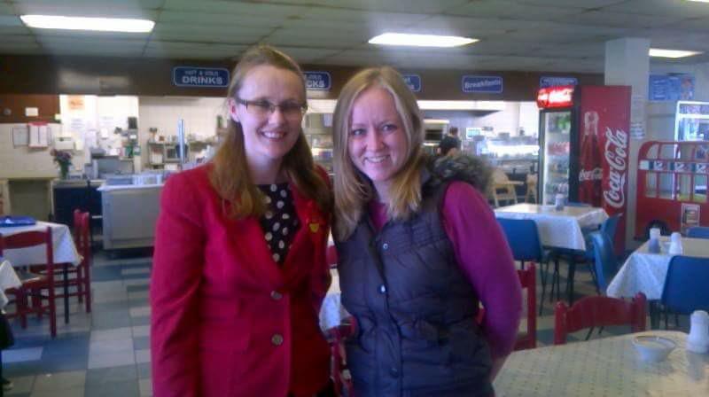 Bumped into Fleetwood Labour candidate <a href="/CateySmith/">Cat Smith</a> earlier, having a quick lunch in the Ferry Café. Good luck Cat!!
