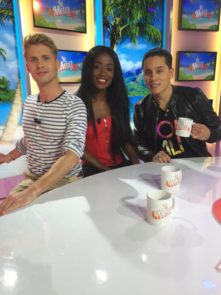 Mdelormeau's tweet photo. Et c est parti pour #LeMag avec @JonAliOfficial de #LesAnges7 et Cumba de #KohLanta http://t.co/9KMRBcOHBx