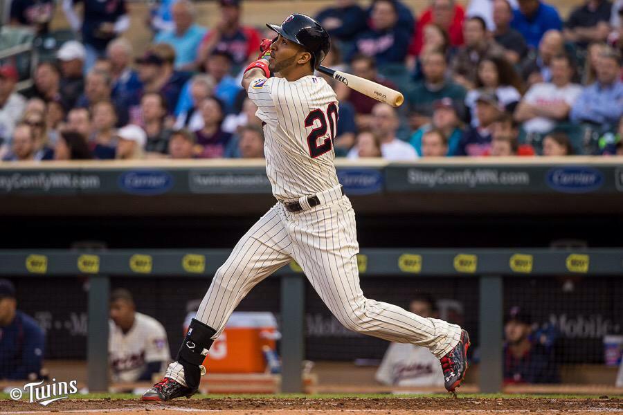 BaseballBros's tweet photo. Video: Eddie Rosario hit a homer on the first pitch he saw as a major leaguer. Watch > http://t.co/hcKMkheunW http://t.co/5p6Mq29chp