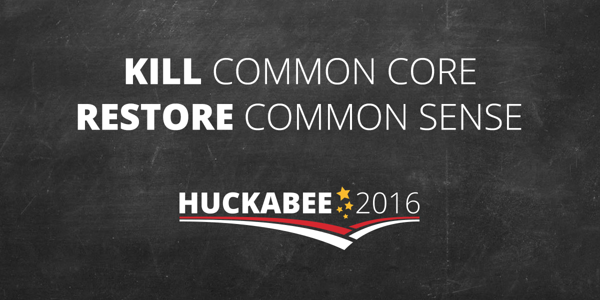 GovMikeHuckabee's tweet photo. .@GovMikeHuckabee: Education decisions are best made by the most local govt — Moms and Dads. #ImwithHuck http://t.co/BZlYAL6k7I